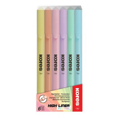 Kores Szövegkiemelő készlet 0,5-5mm 6 különböző pasztell szín