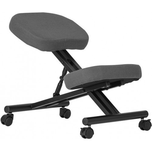 Térdeplőszék fekete-szürke szövetborítás fém váz