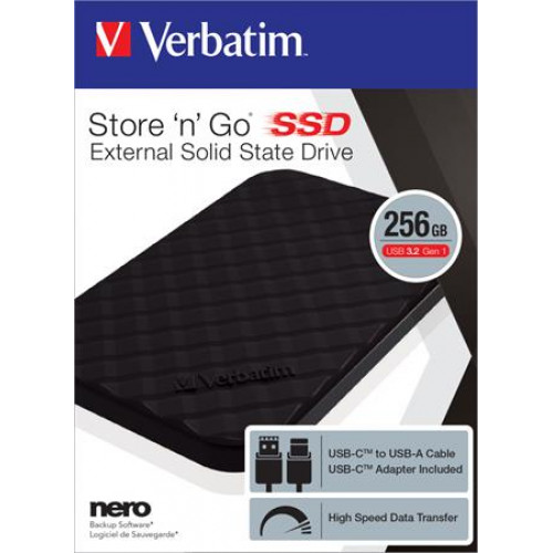 Verbatim SSD (külső memória) 256GB USB 3.2 Store n Go fekete