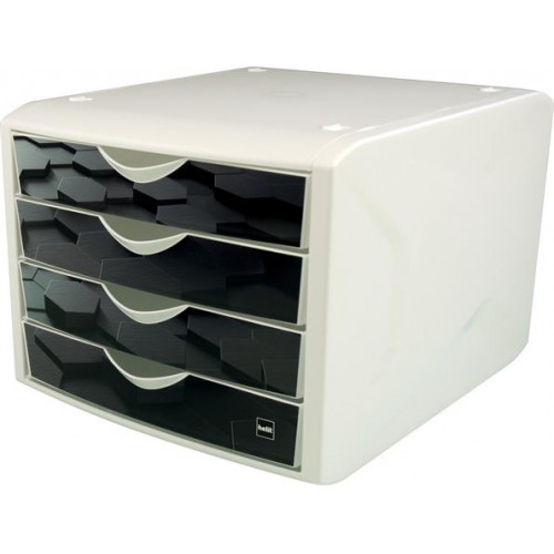 Helit Irattároló műanyag 4 fiókos Chameleon fekete