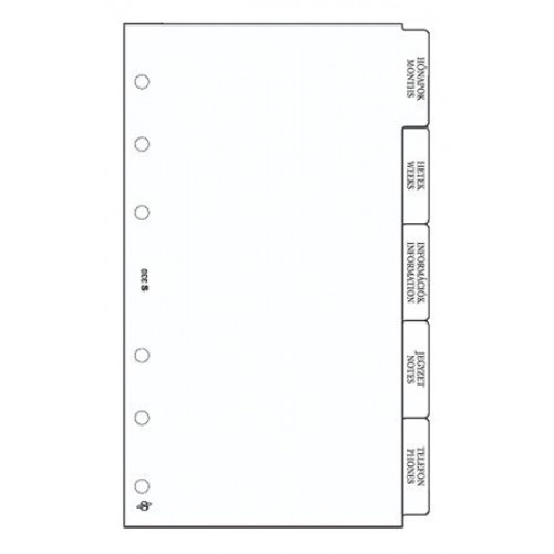 Saturnus Kalendárium betét elválasztólap S fehér