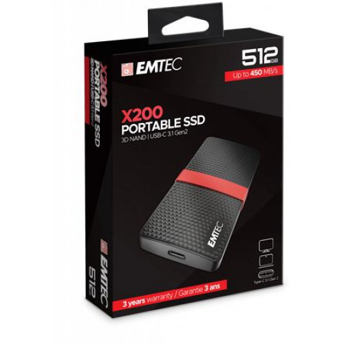 Emtec SSD (külső memória) 512GB USB 3.2 420/450 MB/s X200