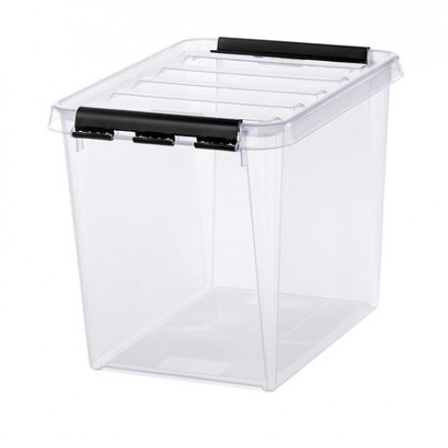 Smartstore Műanyag tárolódoboz 14 liter fekete fogantyúkkal Classic 11 átlátszó