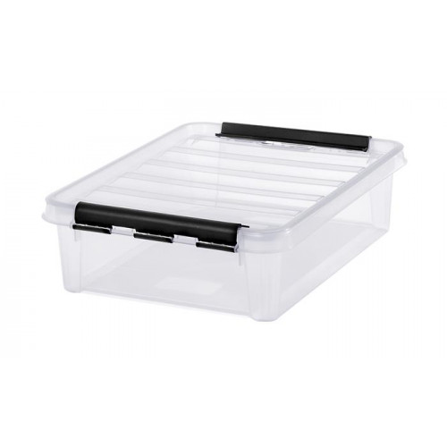 Smartstore Műanyag tárolódoboz 8 liter fekete fogantyúkkal Classic 14 átlátszó
