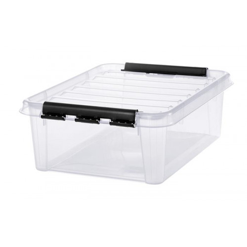 Smartstore Műanyag tárolódoboz 21 liter fekete fogantyúkkal Classic 24 átlátszó