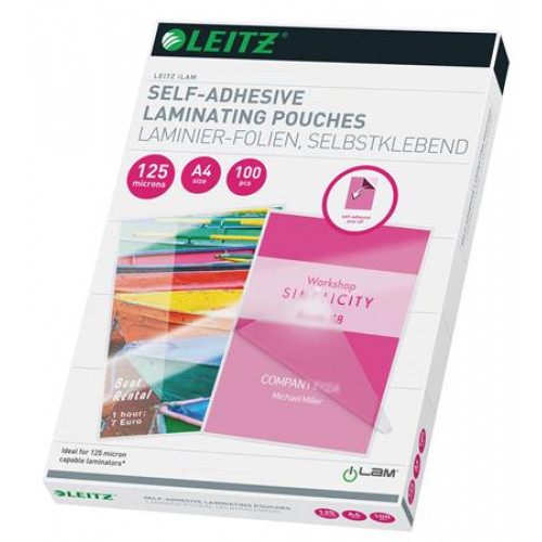 Leitz Meleglamináló fólia 125 mikron A4 fényes öntapadó visszaszedhető hátlap Standard