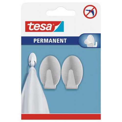 Tesa Fém akasztó öntapadó ovális L méret matt króm