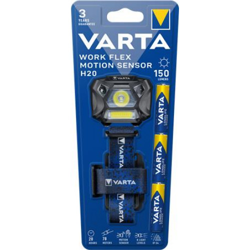 Varta Fejlámpa 3 LED 3xAAA mozgásérzékelő Work Flex H20