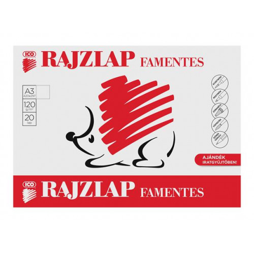 Ico Rajzlap famentes A3 120 g/m2 Süni
