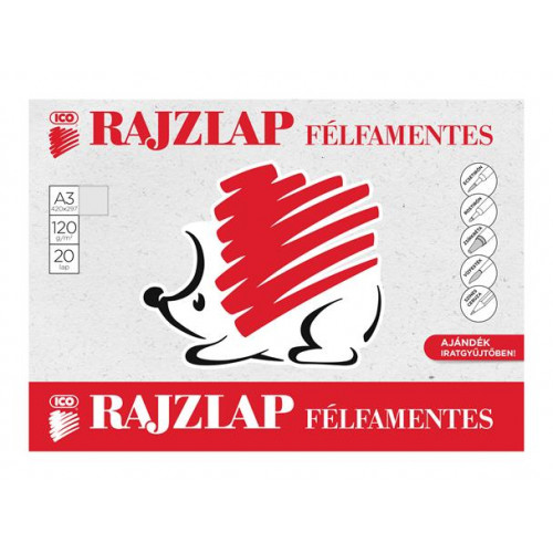 Ico Rajzlap félfamentes A3 120 g/m2 Süni