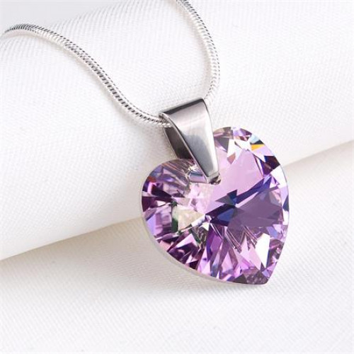 Art Crystella Nyaklánc szív formájú színjátszós ametiszt lila Swarovski kristállyal 18mm