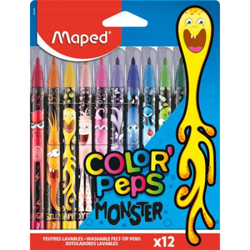 Maped Filctoll készlet 2,8mm kimosható Color Peps Monster 12 különböző szín