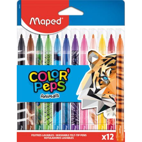 Maped Filctoll készlet 2,8mm kimosható Color Peps Animals 12 különböző szín
