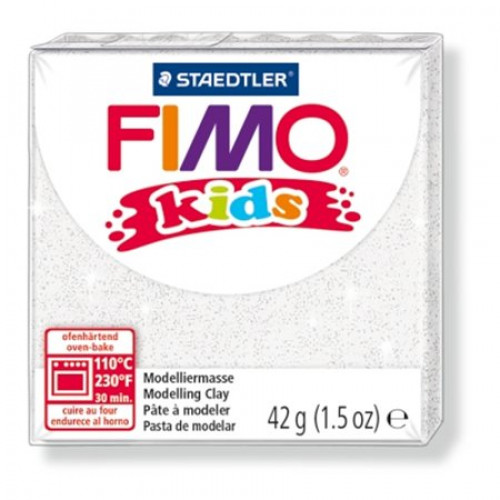 Fimo Gyurma 42g égethető Kids glitteres fehér