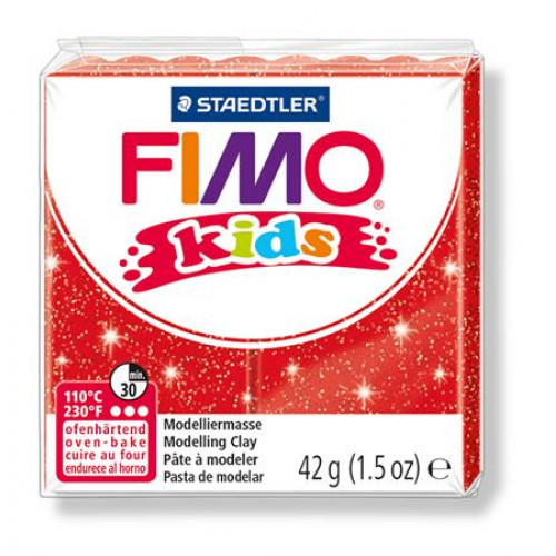 Fimo Gyurma 42g égethető Kids glitteres piros