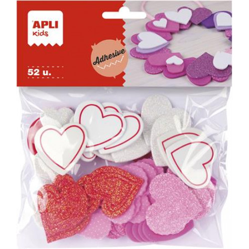 Apli Moosgumi öntapadó szívek Eva Sheets vegyes színek