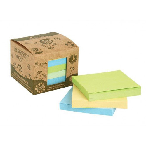 Victoria Öntapadó jegyzettömb torony 75x75mm 6x100lap környezetbarát vegyes
