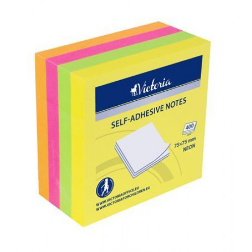 Victoria Öntapadó jegyzettömb 75x75mm 400lap neon