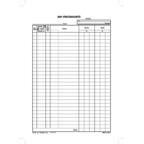 Victoria Napi pénztárjelentés 25x4 A4 B.13-25
