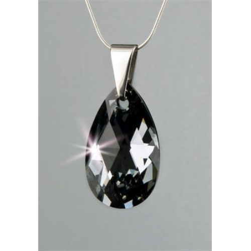 Art Crystella Nyaklánc esőcsepp formájú Black Diamond Swarovski kristállyal 16mm