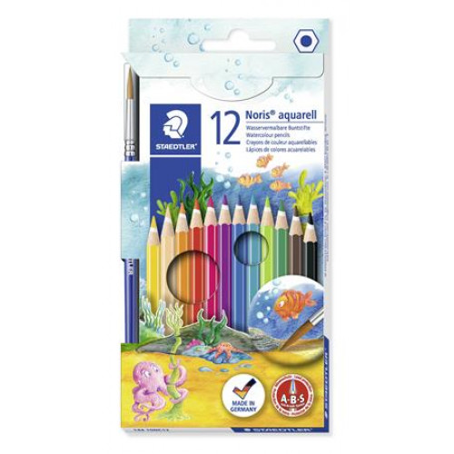 Staedtler Akvarell ceruza készlet ecsettel Noris aquarell 144 10 12 különböző szín