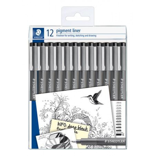 Staedtler Tusfilc készlet 12 különböző vonalvastagság Pigment Liner 308 fekete