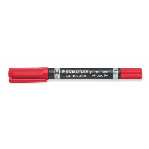 Staedtler Alkoholos marker F/M 0,6/1,5mm kúpos kétvégű Lumocolor Duo 348 piros