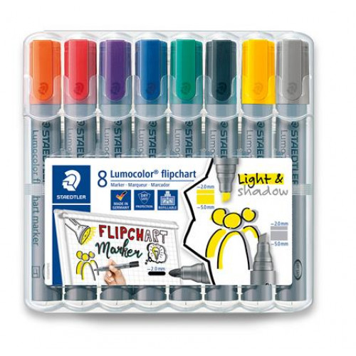 Staedtler Flipchart marker készlet 2-5mm vágott Lumocolor 356 8 különböző szín