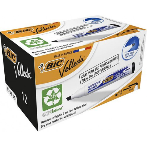 Bic Flipchart- és táblamarker 1,1-5,6mm vágott Velleda ecolutions fekete