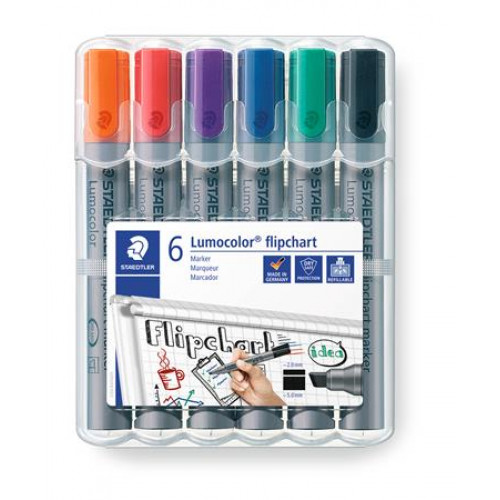 Staedtler Flipchart marker készlet 2-5mm vágott Lumocolor 356 B 6 különböző szín