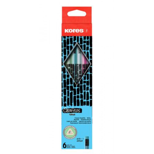 Kores Grafitceruza radírral HB háromszögletű Style Cracked vegyes metál színek
