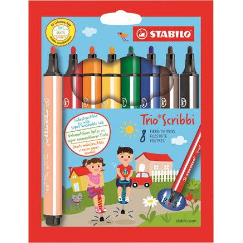 Stabilo Filctoll készlet 1,5-2mm rugós hegy Trio Scribbi 8 különböző szín