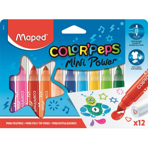Maped Filctoll készlet 6,5mm kimosható ColorPeps Mini Power 12 különböző szín