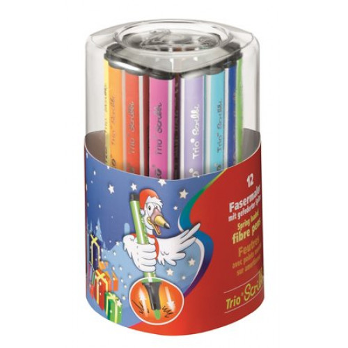 Stabilo Filctoll készlet 1,5-2mm rugós hegy Trio Scribbi 12 különböző szín