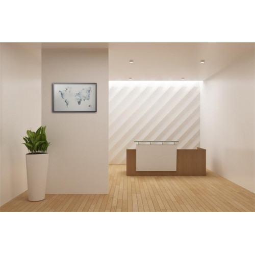 Victoria Üzenőtábla ezüst mágneses 60x40cm fekete keret Világtérkép