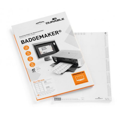 Durable Betétlap asztali névjegy nyomtatásához 54x90mm fehér