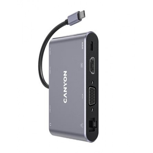 Canyon USB elosztó-HUB USB-C/USB 3.0/HDMI/VGA/Ethernet/audio DS-14