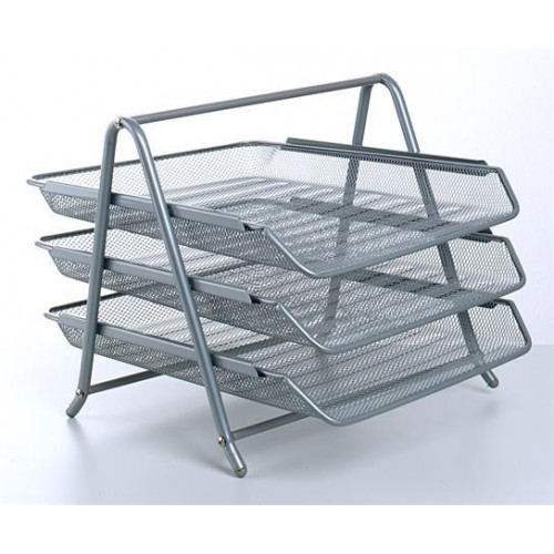 Irattálca fémhálós 3 részes ezüst