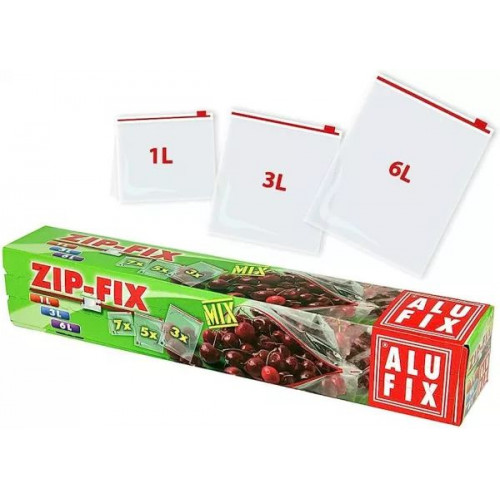 Alufix Élelmiszer zacskó cipzáras vegyes méret 15db/csomag