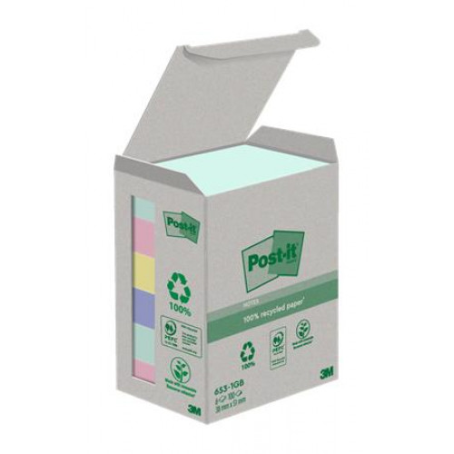 3M Postit Öntapadó jegyzettömb 38x51mm 6x100lap környezetbarát Nature vegyes pasztell színek