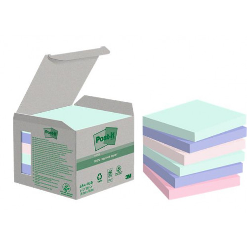 3M Postit Öntapadó jegyzettömb 76x76mm 6x100lap környezetbarát Nature vegyes pasztell színek
