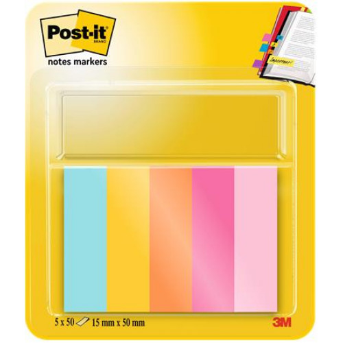 3M Postit Jelölőcímke papír 5x50lap 15x50mm Beachside