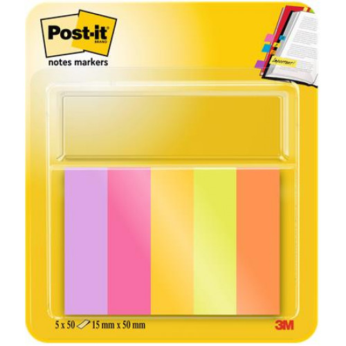 3M Postit Jelölőcímke papír 5x50lap 15x50mm Energetic vegyes színek